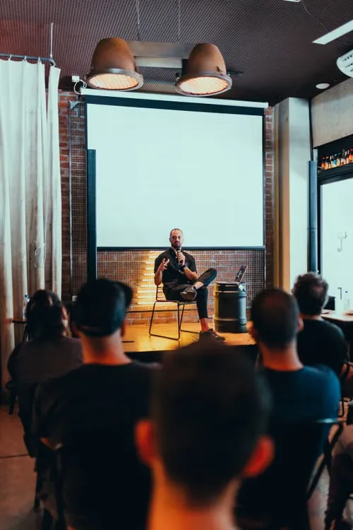 A speaker addressing an audience